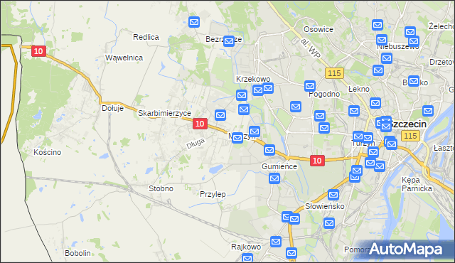 mapa Mierzyn gmina Dobra (Szczecińska), Mierzyn gmina Dobra (Szczecińska) na mapie Targeo