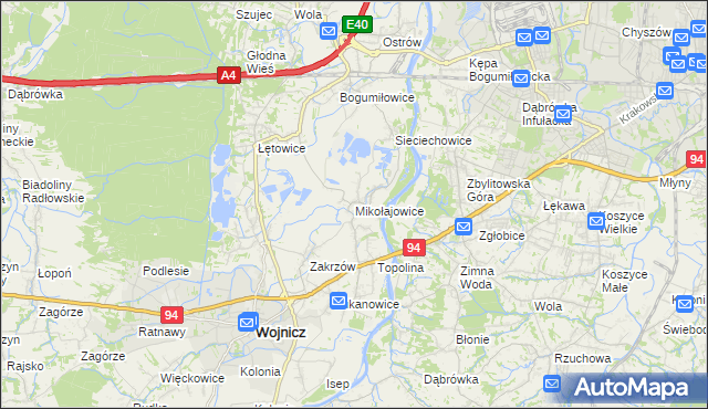mapa Mikołajowice gmina Wierzchosławice, Mikołajowice gmina Wierzchosławice na mapie Targeo