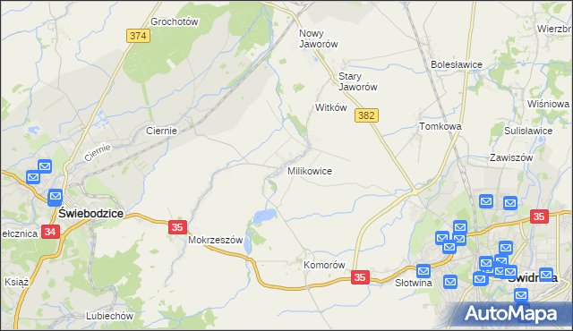 mapa Milikowice, Milikowice na mapie Targeo