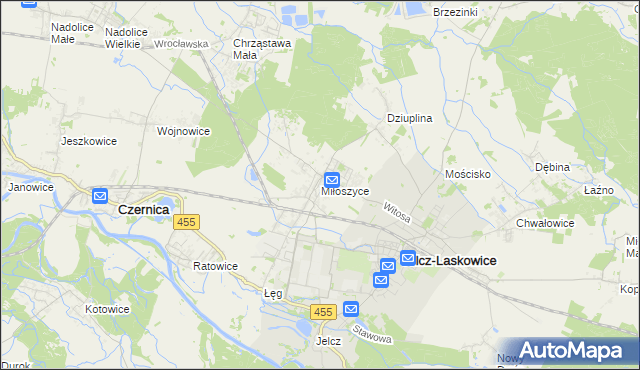 mapa Miłoszyce, Miłoszyce na mapie Targeo