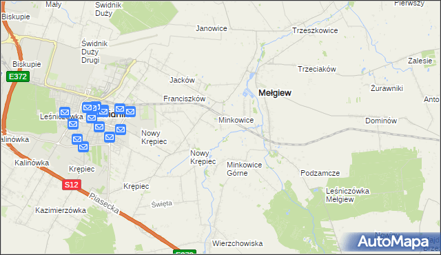 mapa Minkowice-Kolonia, Minkowice-Kolonia na mapie Targeo