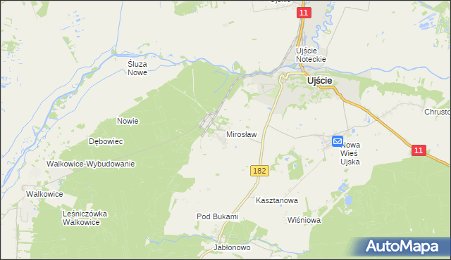mapa Mirosław gmina Ujście, Mirosław gmina Ujście na mapie Targeo