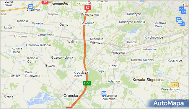 mapa Młodocin Mniejszy, Młodocin Mniejszy na mapie Targeo