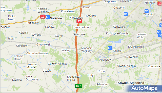 mapa Młodocin Większy, Młodocin Większy na mapie Targeo