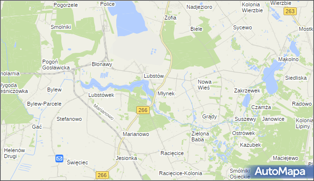 mapa Młynek gmina Sompolno, Młynek gmina Sompolno na mapie Targeo