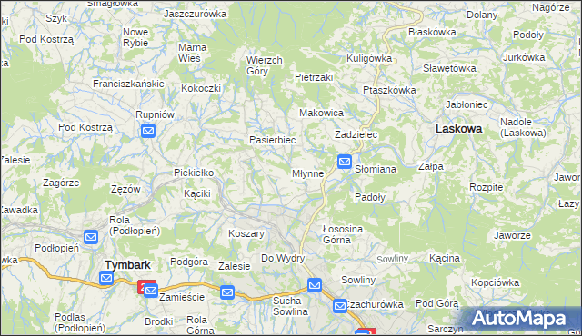 mapa Młynne, Młynne na mapie Targeo