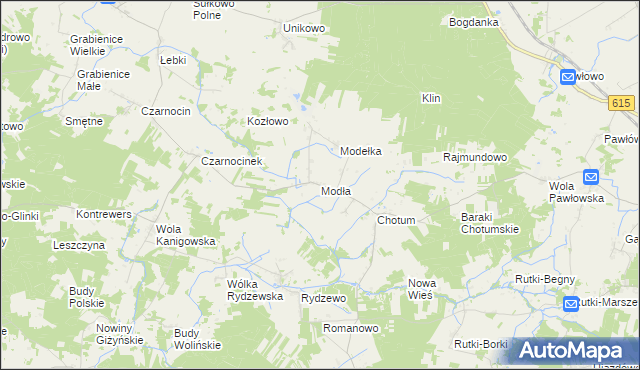 mapa Modła gmina Ciechanów, Modła gmina Ciechanów na mapie Targeo