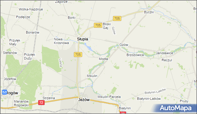 mapa Modła gmina Słupia, Modła gmina Słupia na mapie Targeo