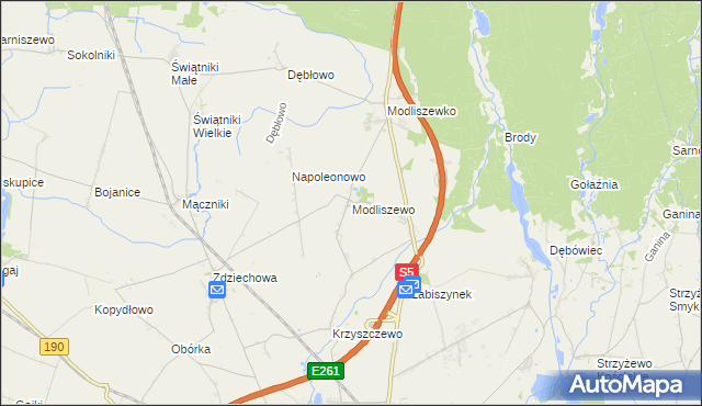 mapa Modliszewo, Modliszewo na mapie Targeo