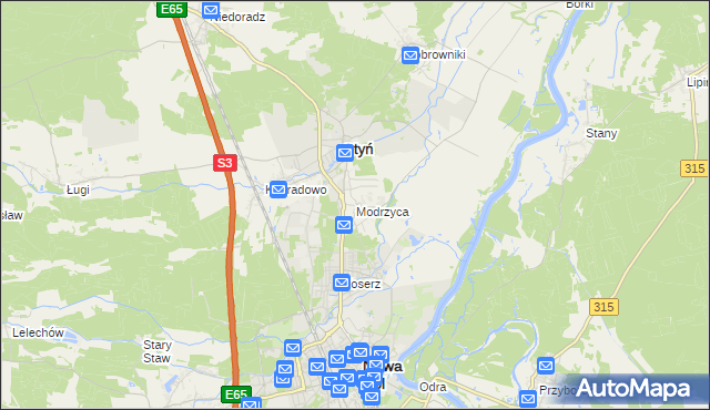 mapa Modrzyca, Modrzyca na mapie Targeo