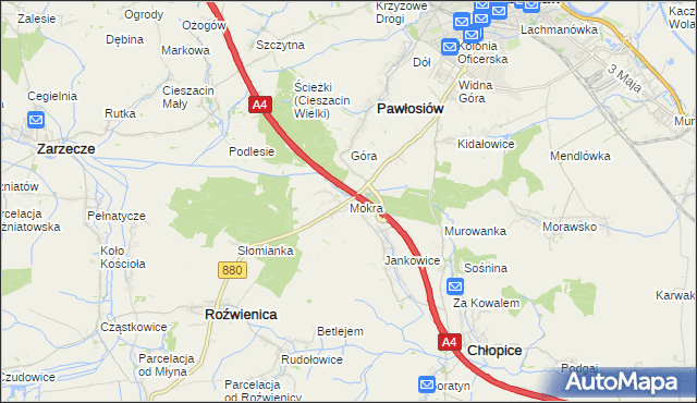 mapa Mokra gmina Roźwienica, Mokra gmina Roźwienica na mapie Targeo