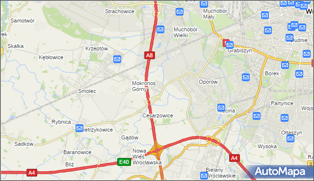 mapa Mokronos Dolny, Mokronos Dolny na mapie Targeo