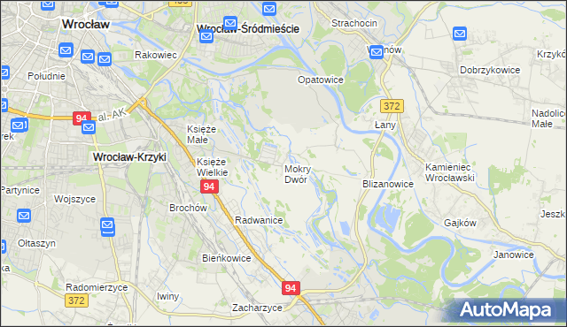 mapa Mokry Dwór gmina Siechnice, Mokry Dwór gmina Siechnice na mapie Targeo