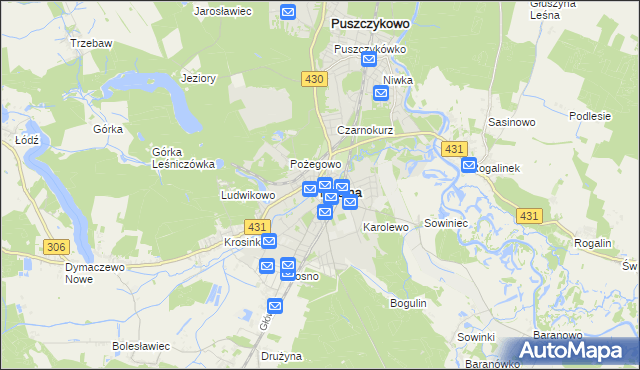 mapa Mosina powiat poznański, Mosina powiat poznański na mapie Targeo