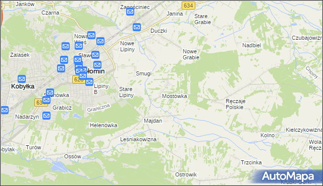 mapa Mostówka gmina Wołomin, Mostówka gmina Wołomin na mapie Targeo