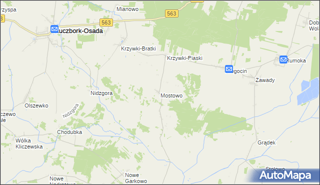 mapa Mostowo gmina Szreńsk, Mostowo gmina Szreńsk na mapie Targeo