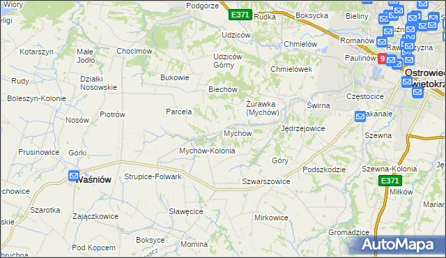 mapa Mychów, Mychów na mapie Targeo