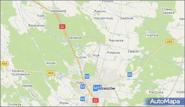 mapa Myje, Myje na mapie Targeo