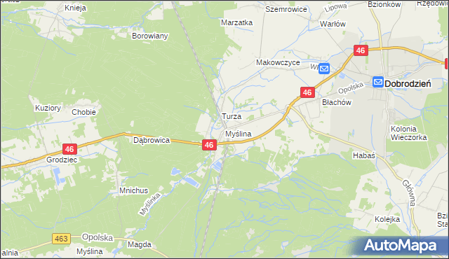 mapa Myślina, Myślina na mapie Targeo