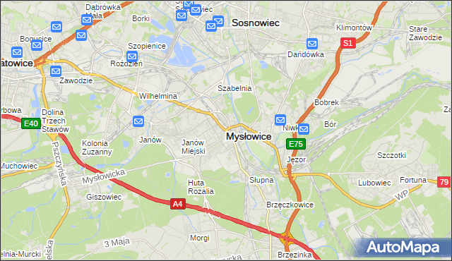 mapa Mysłowice, Mysłowice na mapie Targeo