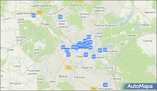 mapa Myszków, Myszków na mapie Targeo