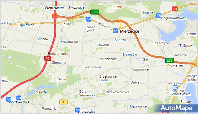 mapa Najdziszów, Najdziszów na mapie Targeo