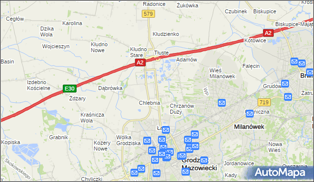 mapa Natolin gmina Grodzisk Mazowiecki, Natolin gmina Grodzisk Mazowiecki na mapie Targeo