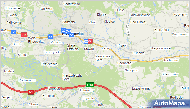 mapa Nawojowa Góra, Nawojowa Góra na mapie Targeo