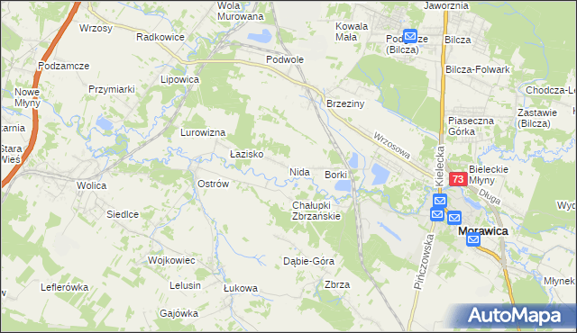mapa Nida gmina Morawica, Nida gmina Morawica na mapie Targeo