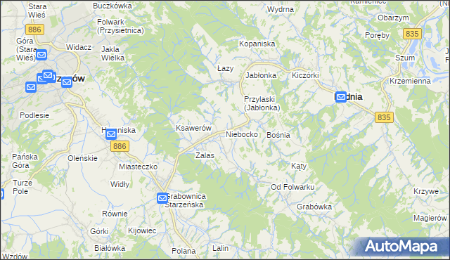 mapa Niebocko, Niebocko na mapie Targeo
