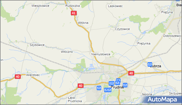 mapa Niemysłowice, Niemysłowice na mapie Targeo