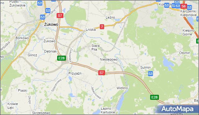 mapa Niestępowo, Niestępowo na mapie Targeo