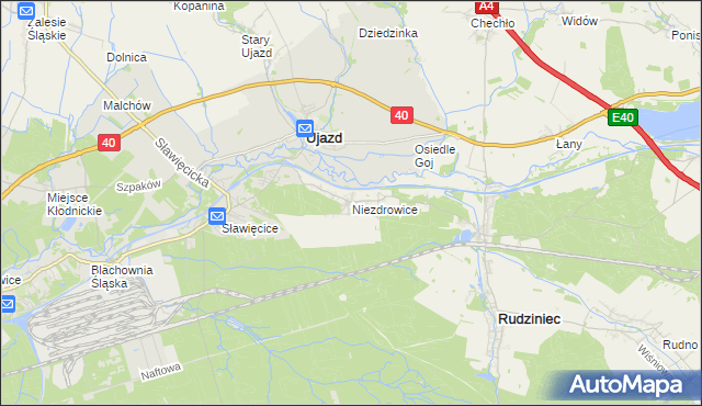 mapa Niezdrowice, Niezdrowice na mapie Targeo