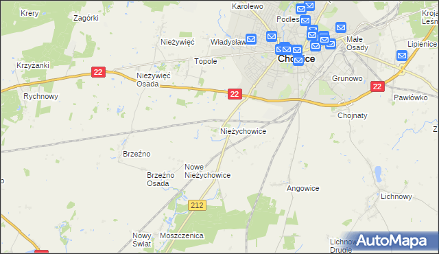 mapa Nieżychowice, Nieżychowice na mapie Targeo