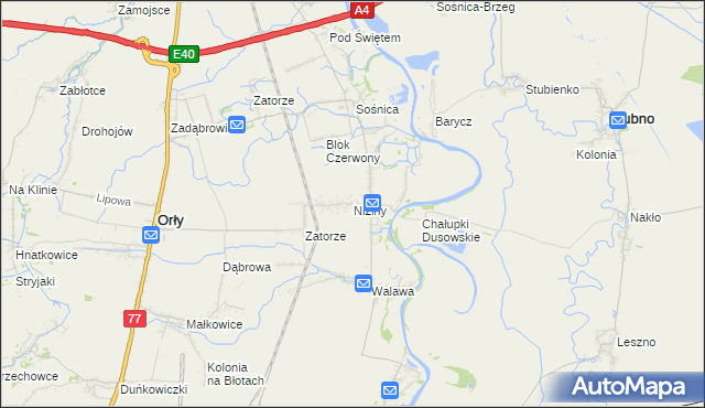 mapa Niziny gmina Orły, Niziny gmina Orły na mapie Targeo