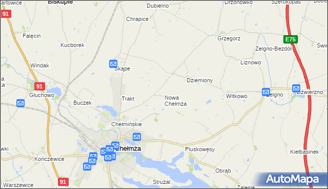 mapa Nowa Chełmża, Nowa Chełmża na mapie Targeo