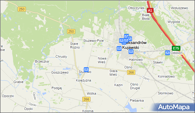 mapa Nowa Wieś gmina Aleksandrów Kujawski, Nowa Wieś gmina Aleksandrów Kujawski na mapie Targeo