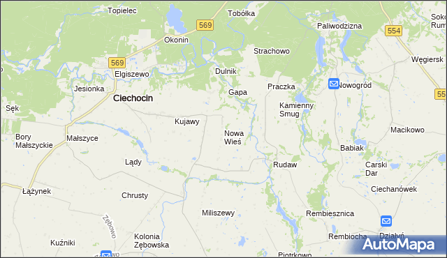 mapa Nowa Wieś gmina Ciechocin, Nowa Wieś gmina Ciechocin na mapie Targeo