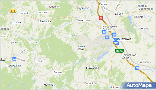 mapa Nowa Wieś gmina Kolbuszowa, Nowa Wieś gmina Kolbuszowa na mapie Targeo