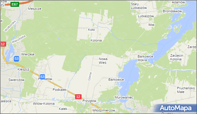 mapa Nowa Wieś gmina Sulejów, Nowa Wieś gmina Sulejów na mapie Targeo