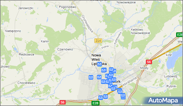 mapa Nowa Wieś Lęborska, Nowa Wieś Lęborska na mapie Targeo