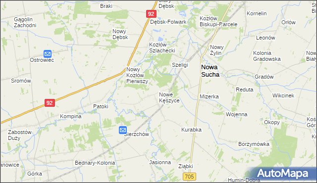 mapa Nowe Kęszyce, Nowe Kęszyce na mapie Targeo