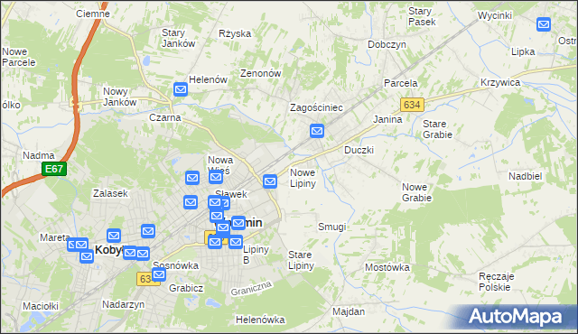 mapa Nowe Lipiny, Nowe Lipiny na mapie Targeo