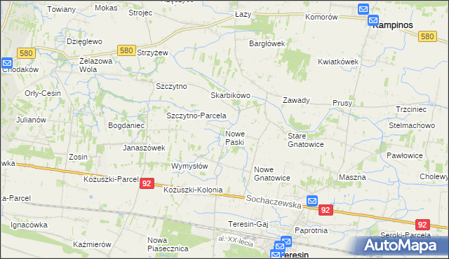 mapa Nowe Paski, Nowe Paski na mapie Targeo