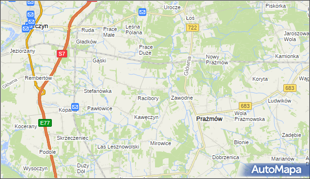 mapa Nowe Racibory gmina Tarczyn, Nowe Racibory gmina Tarczyn na mapie Targeo