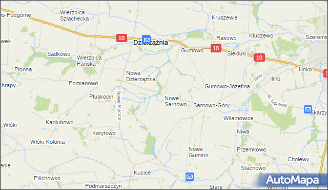mapa Nowe Sarnowo, Nowe Sarnowo na mapie Targeo