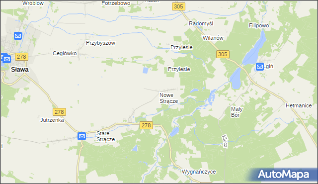 mapa Nowe Strącze, Nowe Strącze na mapie Targeo