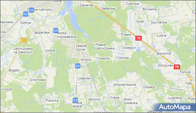 mapa Nowinki gmina Piaseczno, Nowinki gmina Piaseczno na mapie Targeo