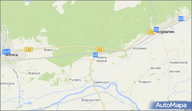 mapa Nowiny Wielkie, Nowiny Wielkie na mapie Targeo