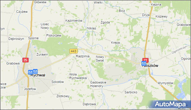 mapa Nowy Świat gmina Tuliszków, Nowy Świat gmina Tuliszków na mapie Targeo